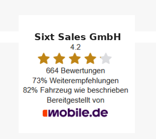 Sixt Sales GmbH auf mobile.de — 4,2 Sterne, 664 Bewertungen